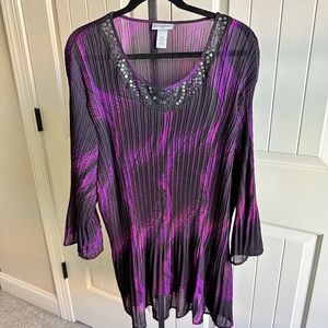 Catherines Plus Size Purple/Pink/Black Pleated Blouse 4X